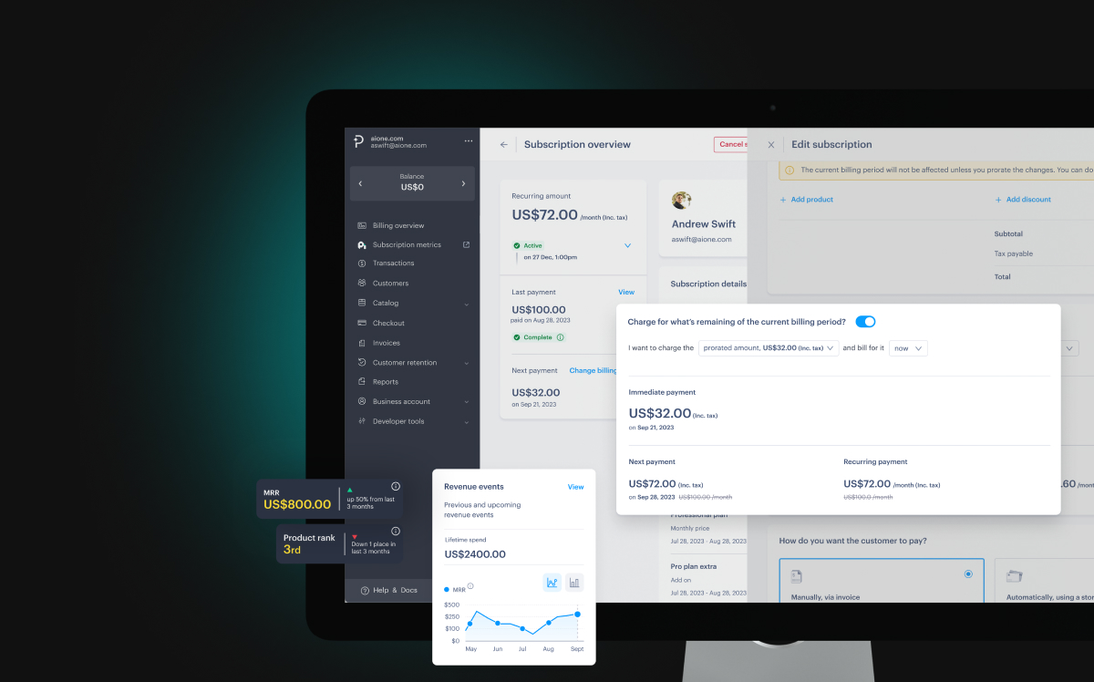 Paddle subscription management redesign — interface screenshot