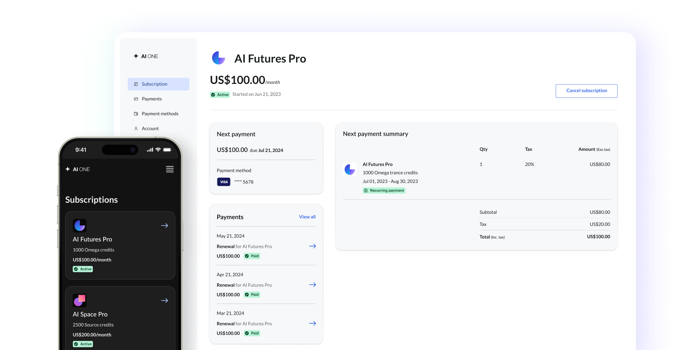 Paddle Customer Portal Interface